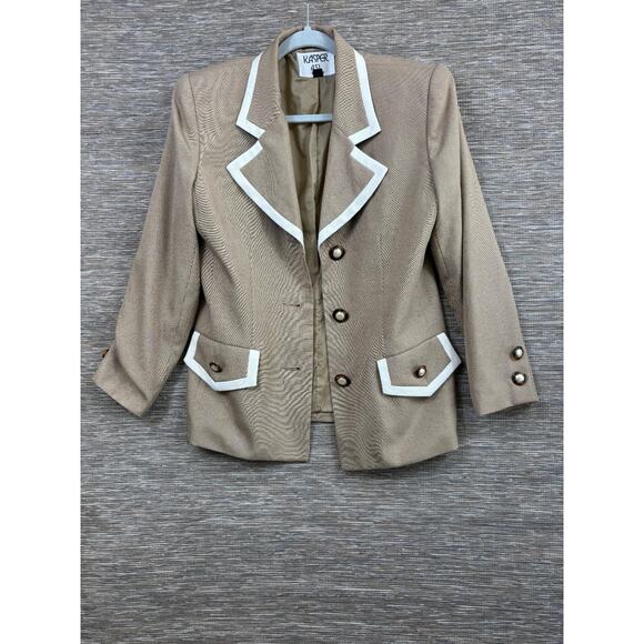Kasper Jackets & Blazers - Kasper Blazer Jacket Womens Sz 8 Brown Single Breasted 3 Buttons Casual Career